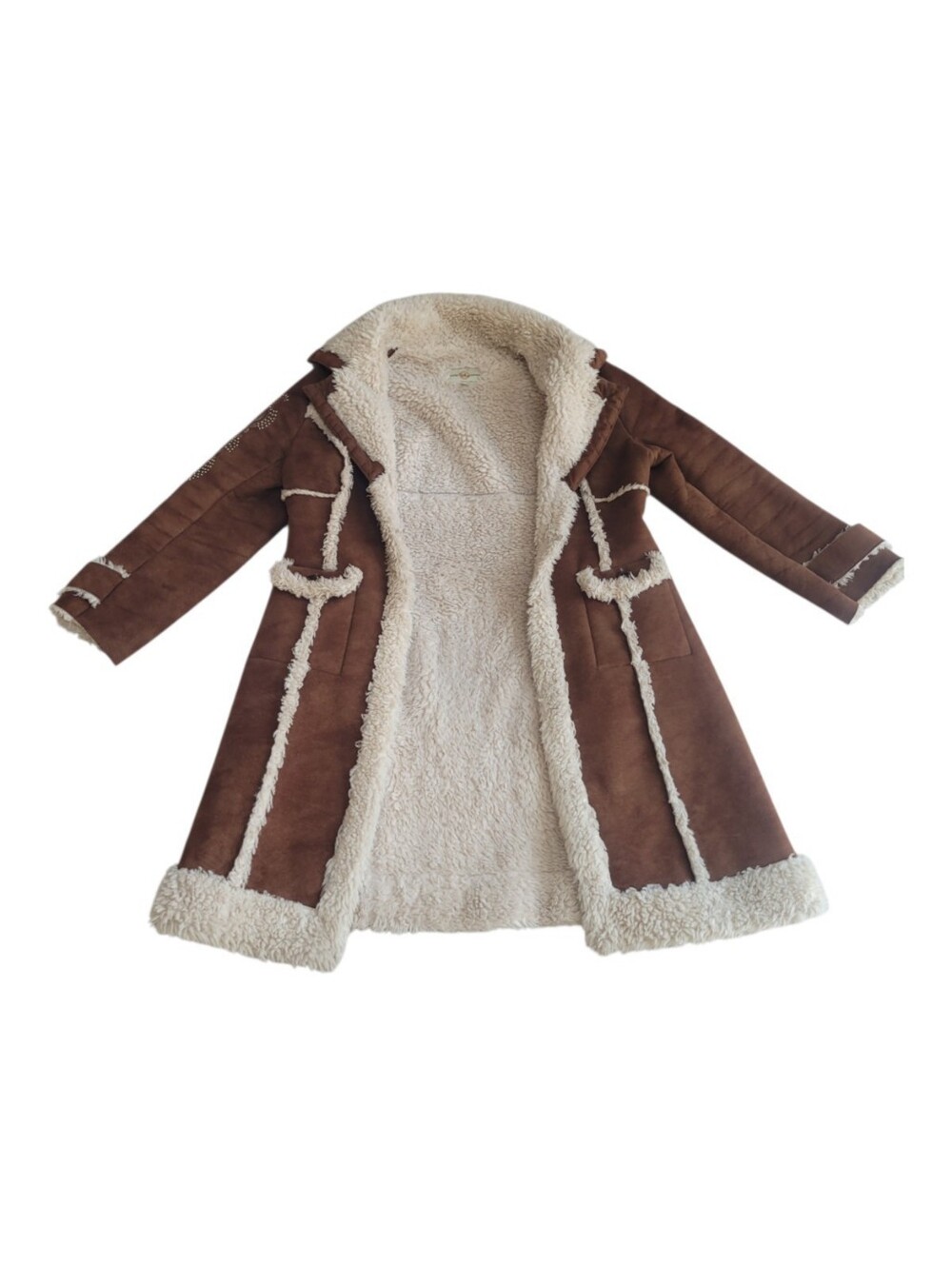 *Rare* Vintage Wilsons Leather Penny Lane Coat Faux Suede Embroidered Trim Boho - Picture 6 of 14